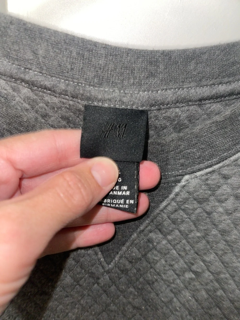 H&M Men's Quilted Crewneck Sweater - Gray